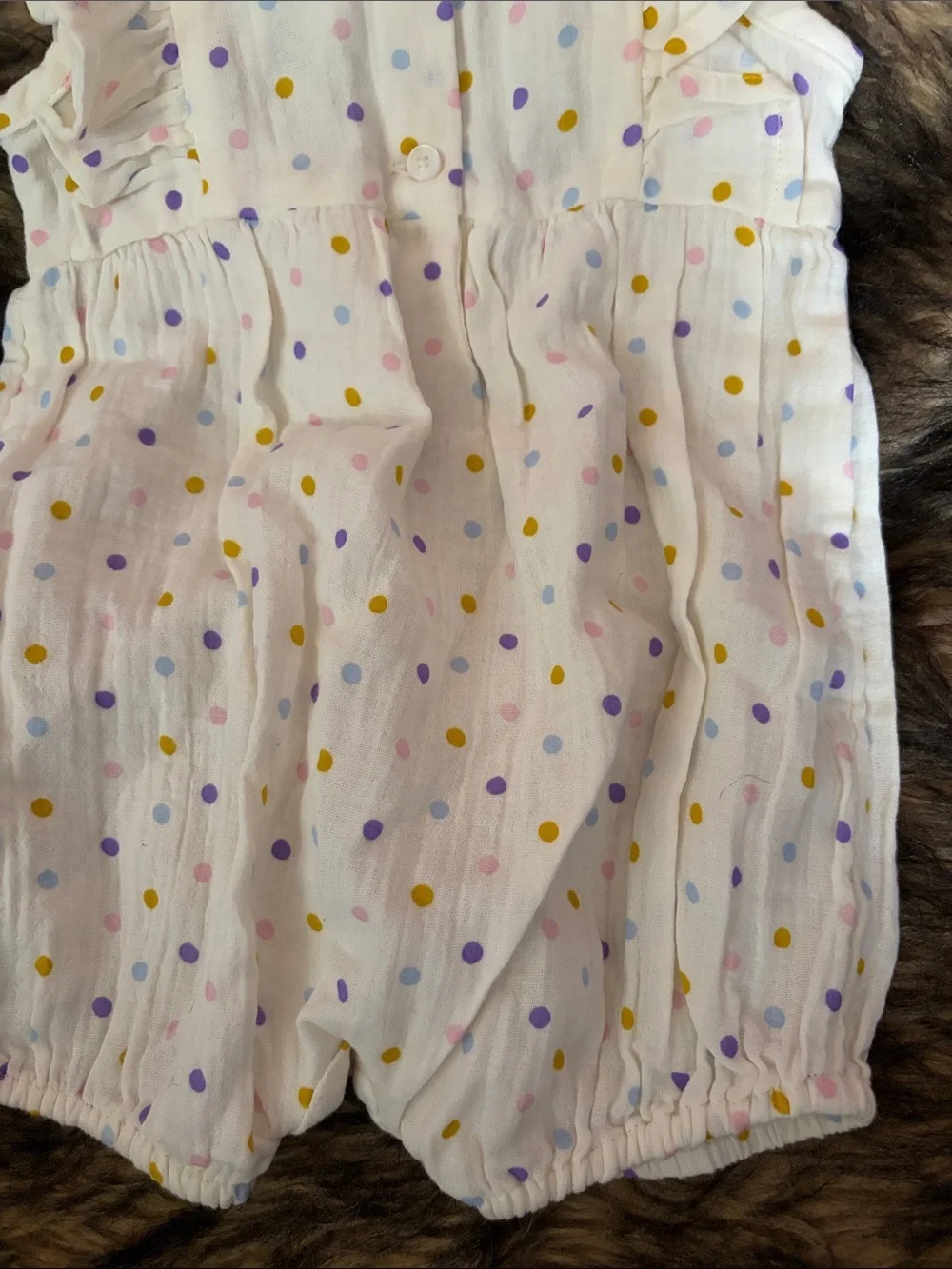 Baby GAP Ivory Frost 1 Piece Girls Polka Dot Romper Size 6-12 Months